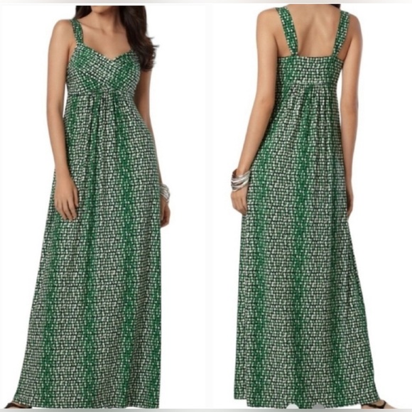 Soma Green Print Maxi Dress Women’s Medium Sleeveless Empire Waist NWT - Picture 1 of 6